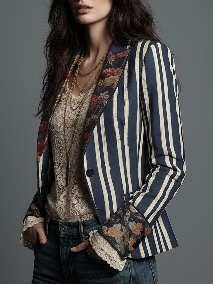Lavinia | Blazer bohémien a righe e fiori