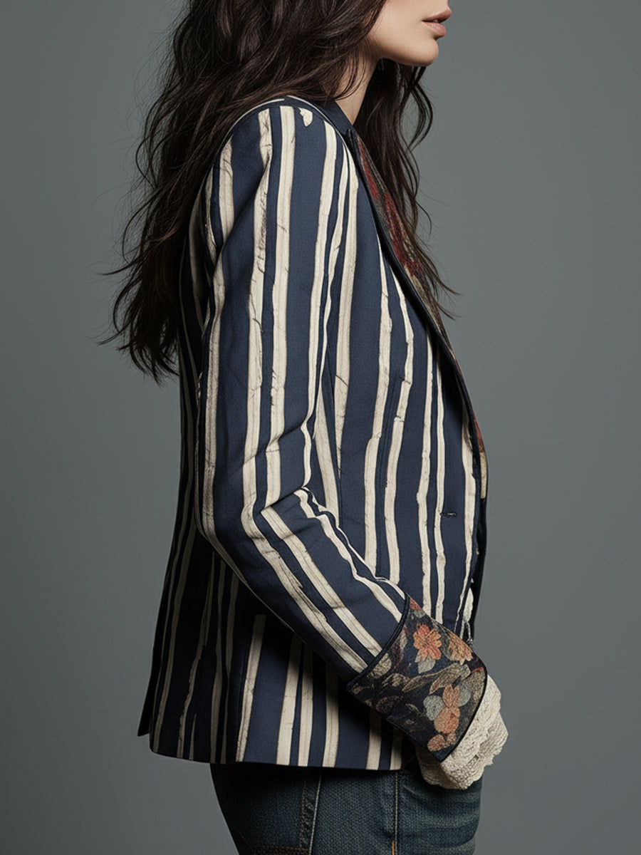 Lavinia | Blazer bohémien a righe e fiori