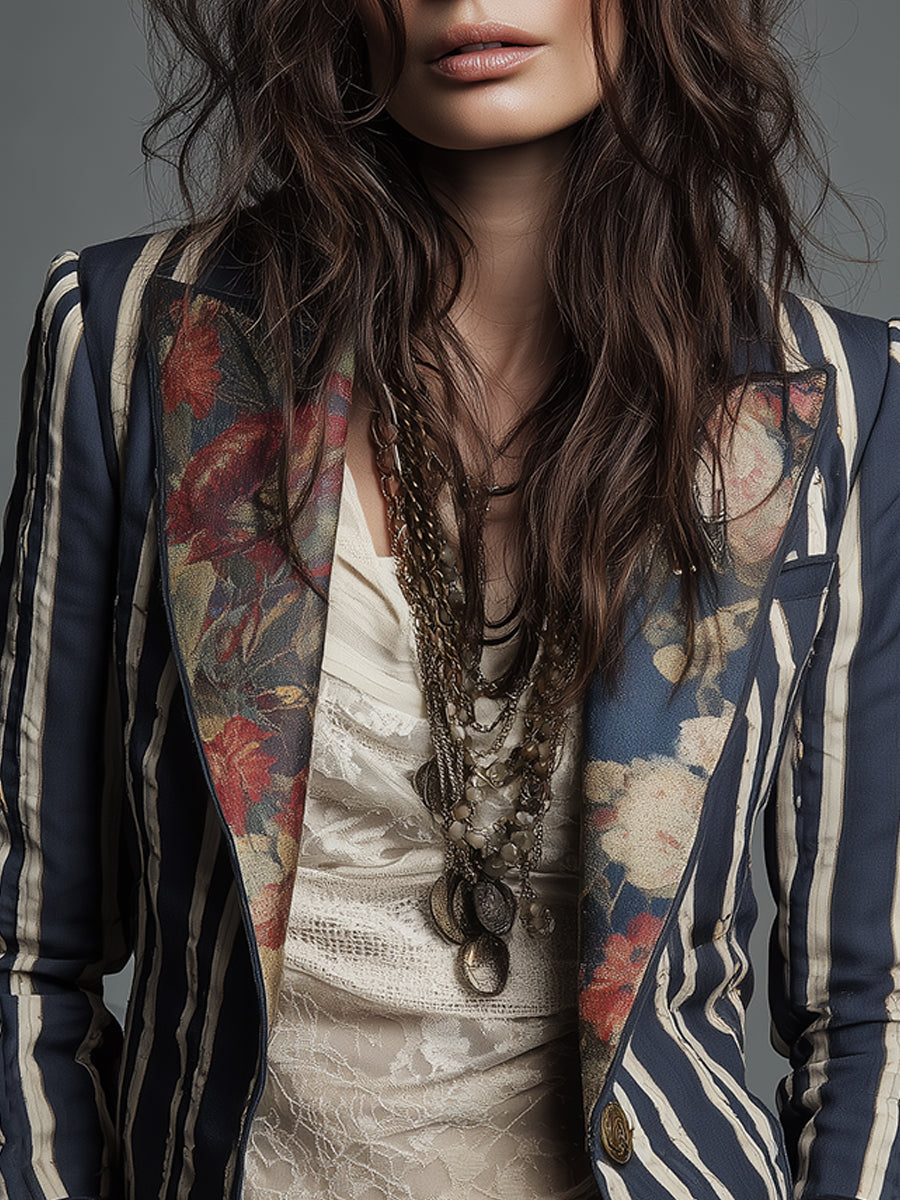 Lavinia | Blazer bohémien a righe e fiori