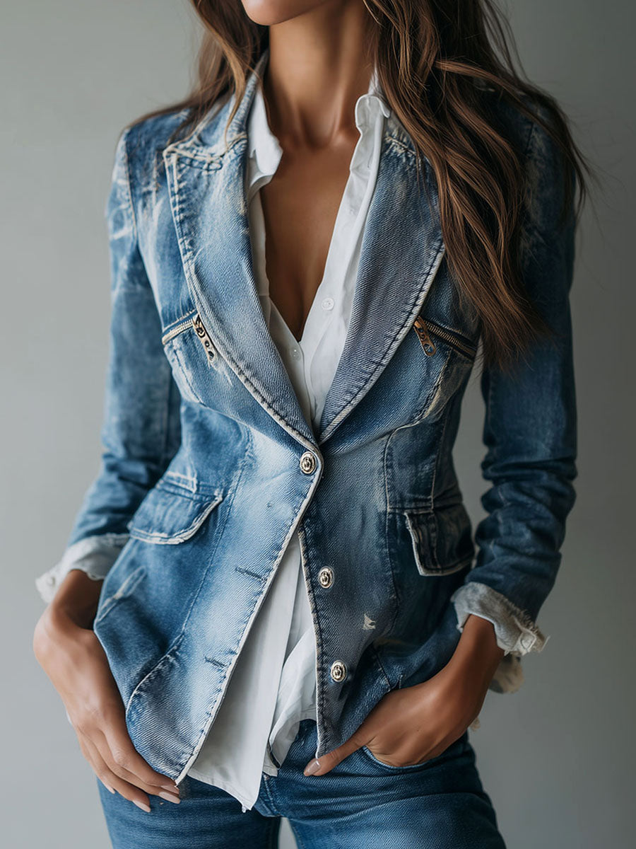 Fiorella | Blazer in denim lavato dal taglio morbido