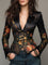 Federica | Blazer in raso con stampa floreale pittorica