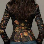 Federica | Blazer in raso con stampa floreale pittorica