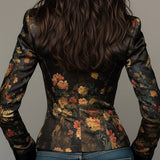 Federica | Blazer in raso con stampa floreale pittorica