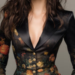 Federica | Blazer in raso con stampa floreale pittorica