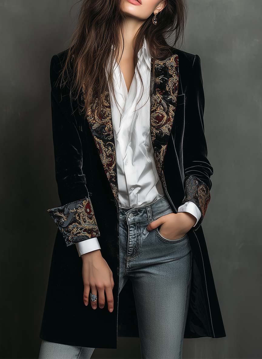 Emma | Blazer in velluto con revers barocchi