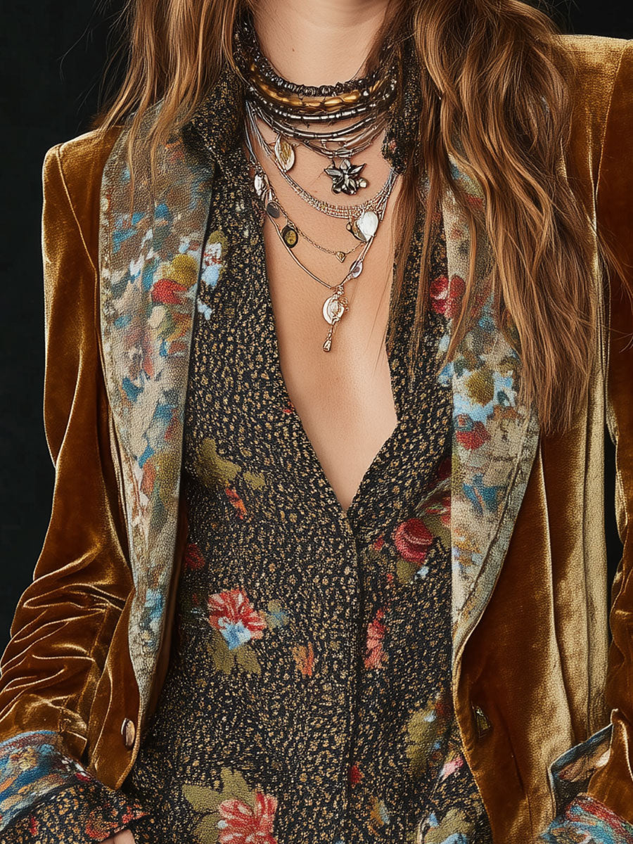 Diana | Blazer patchwork floreale effetto velluto