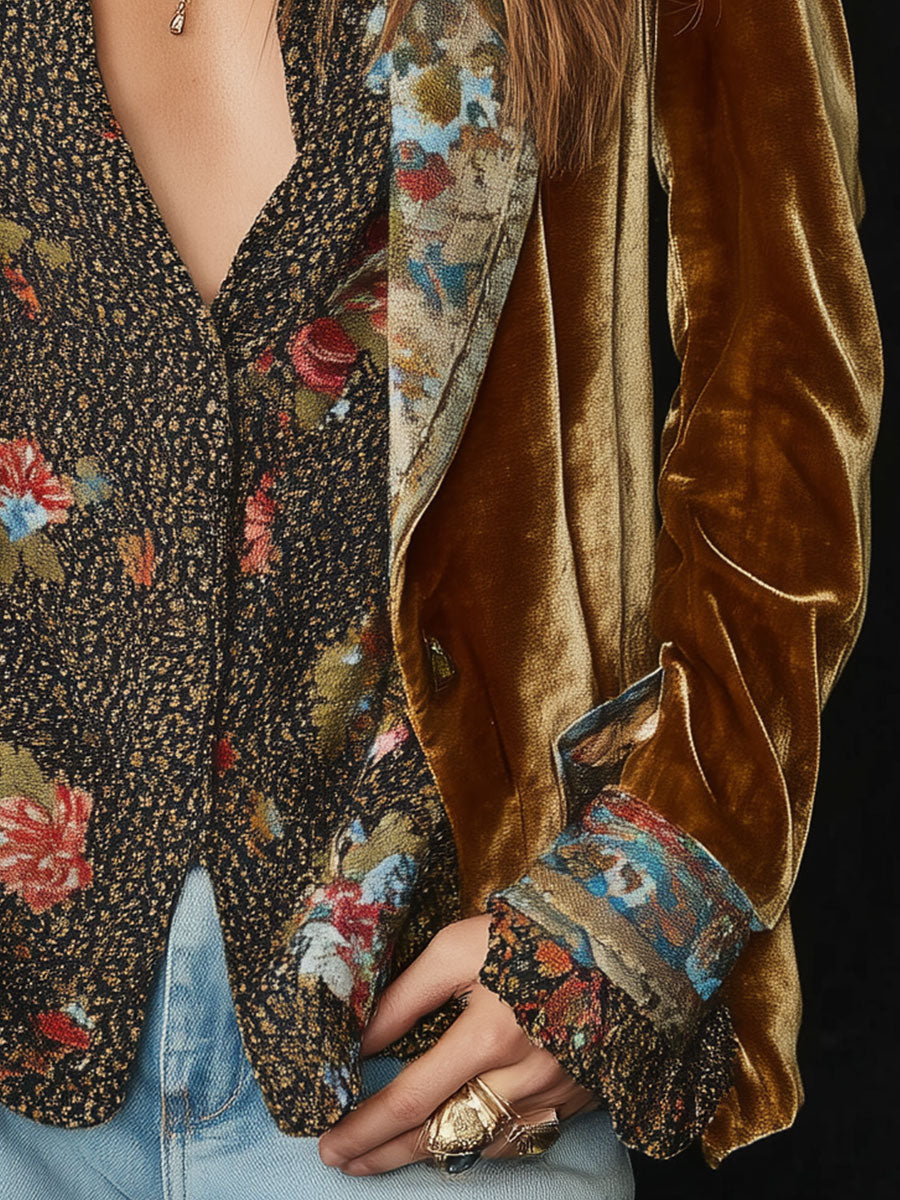 Diana | Blazer patchwork floreale effetto velluto