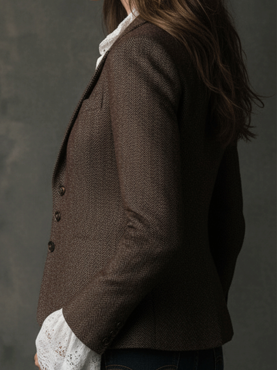 Daniela | Blazer sartoriale in tweed marrone