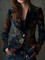 Barbara | Blazer in velluto floreale con bottoni metallici
