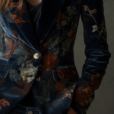 Barbara | Blazer in velluto floreale con bottoni metallici