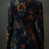 Barbara | Blazer in velluto floreale con bottoni metallici