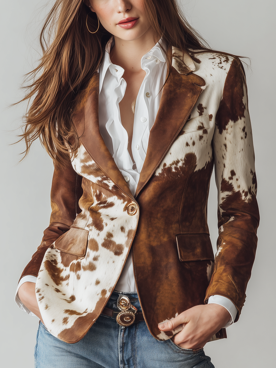 Ambra | Blazer effetto camoscio a stampa pezzata