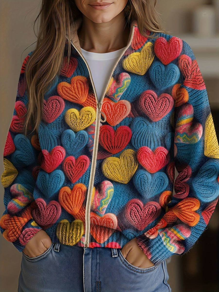 Valentina | Cardigan con Zip e Cuori