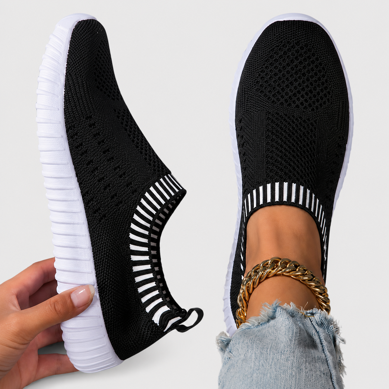Nina | Sneakers Slip-On con Bordo a Righe