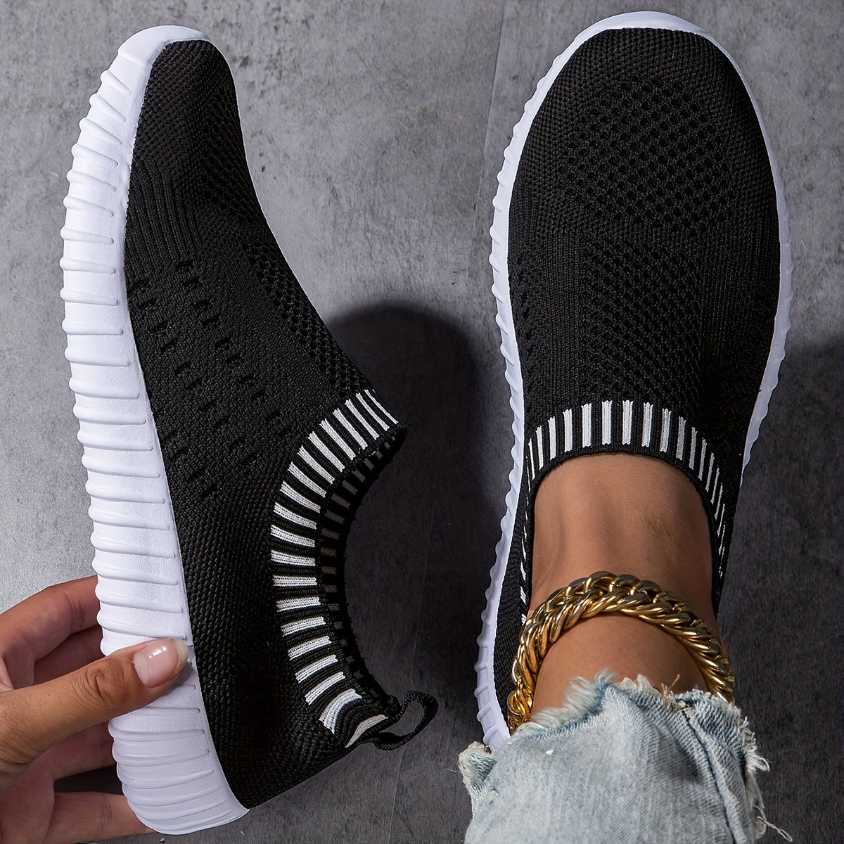 Nina | Sneakers Slip-On con Bordo a Righe