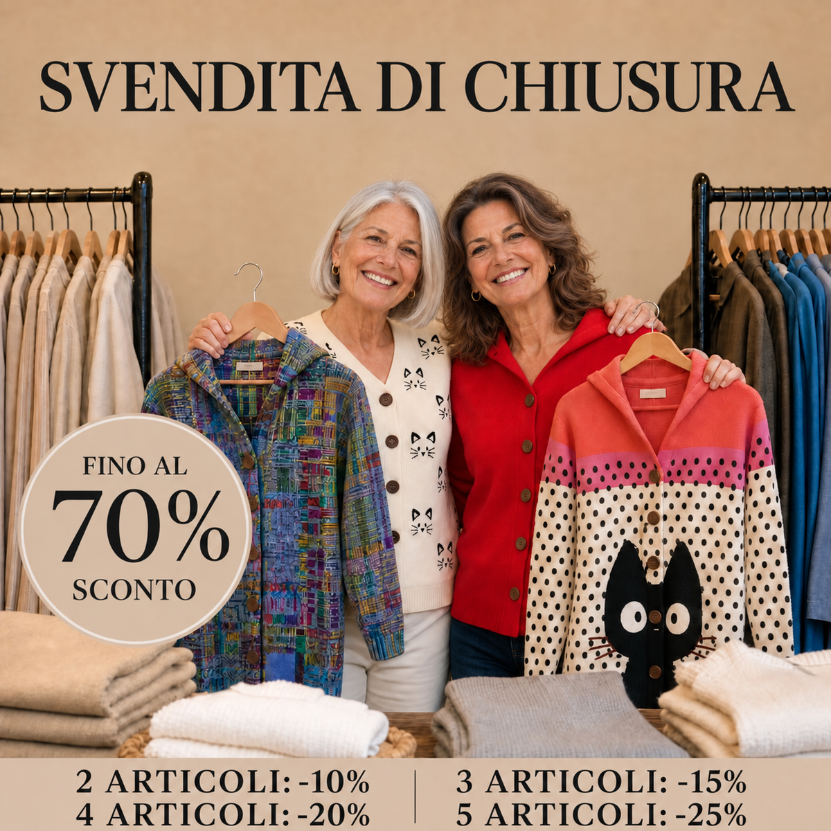 Boutique Veronese – Cardigan. Svendita di chiusura, fino al 70% di sconto.