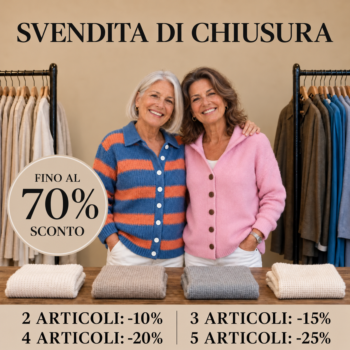 Boutique Veronese – Cardigan Autunno. Svendita di chiusura, fino al 70% di sconto.
