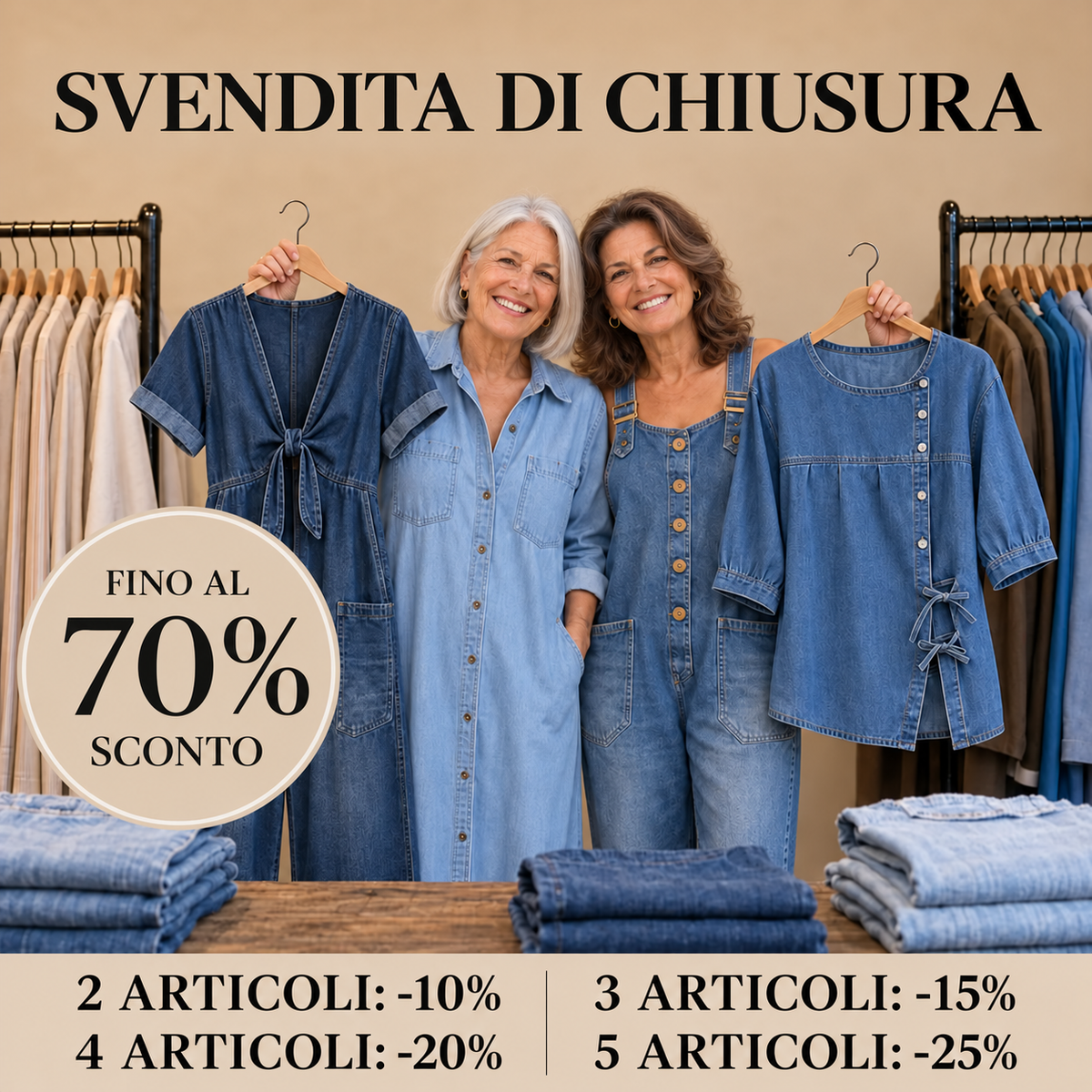 Boutique Veronese – Collezione Denim. Svendita di chiusura, fino al 70% di sconto.