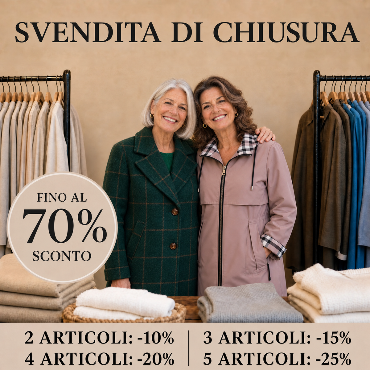 Boutique Veronese – Giacche. Svendita di chiusura, fino al 70% di sconto.