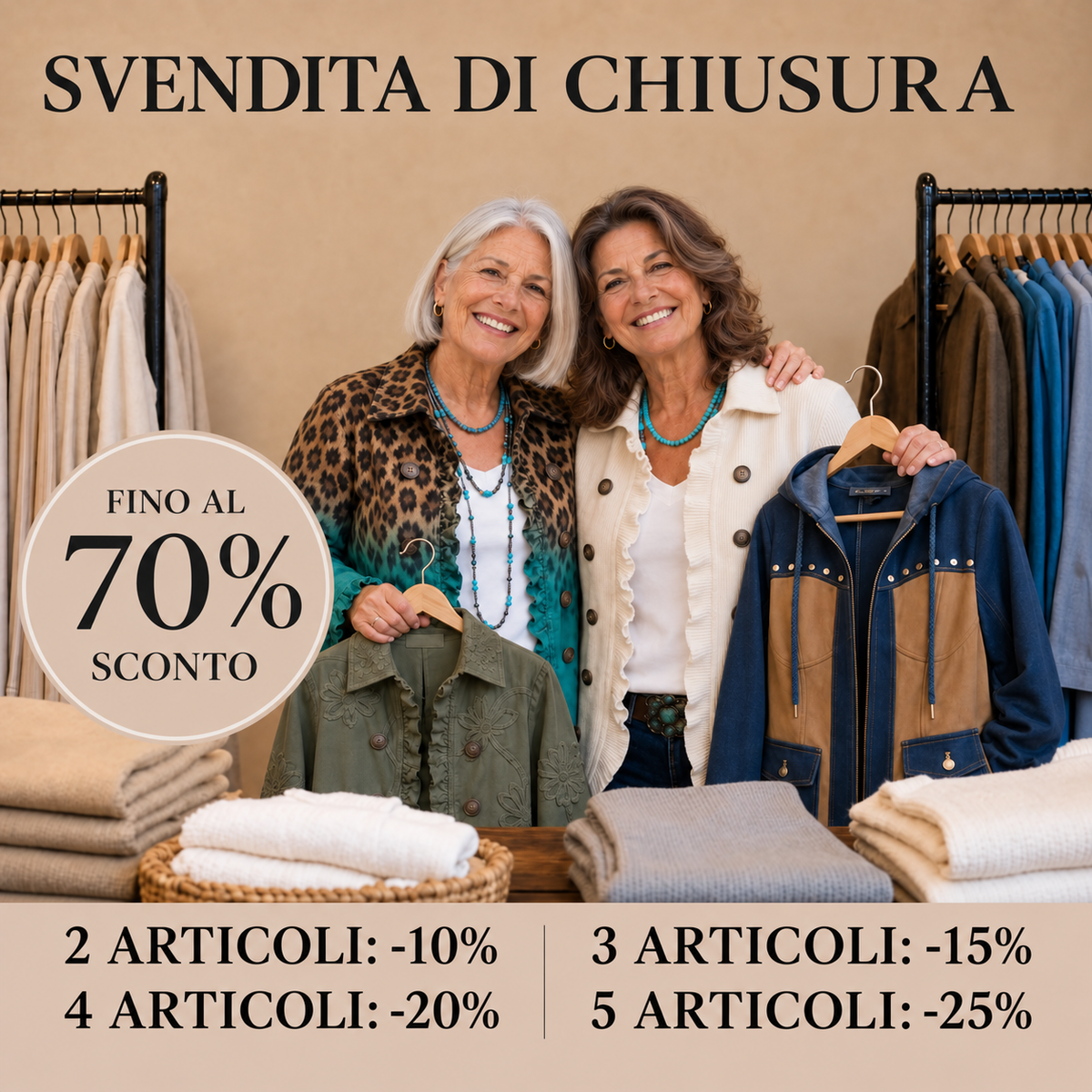 Boutique Veronese – Giacche e Blazer. Svendita di chiusura, fino al 70% di sconto.