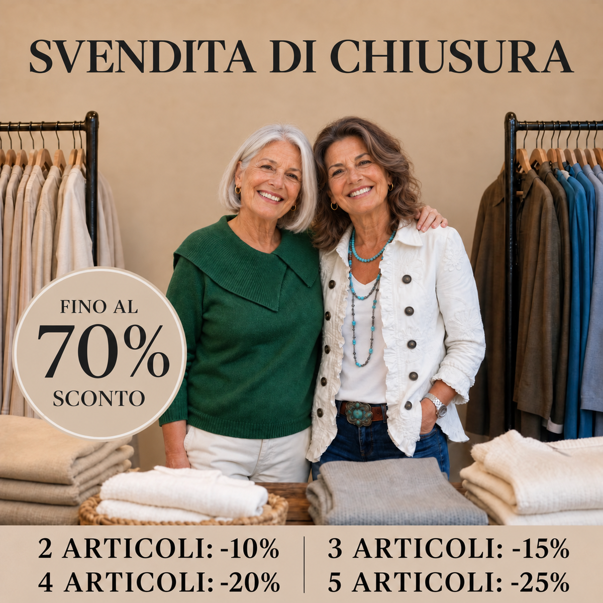 Boutique Veronese – Prodotti. Svendita di chiusura, fino al 70% di sconto.