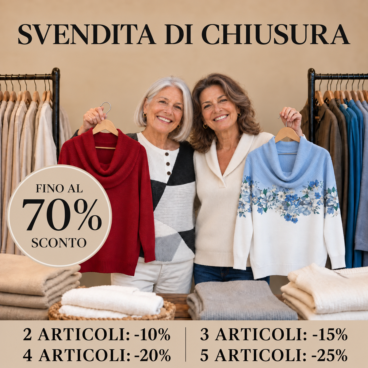 Boutique Veronese – Maglioni e Cardigan. Svendita di chiusura, fino al 70% di sconto.