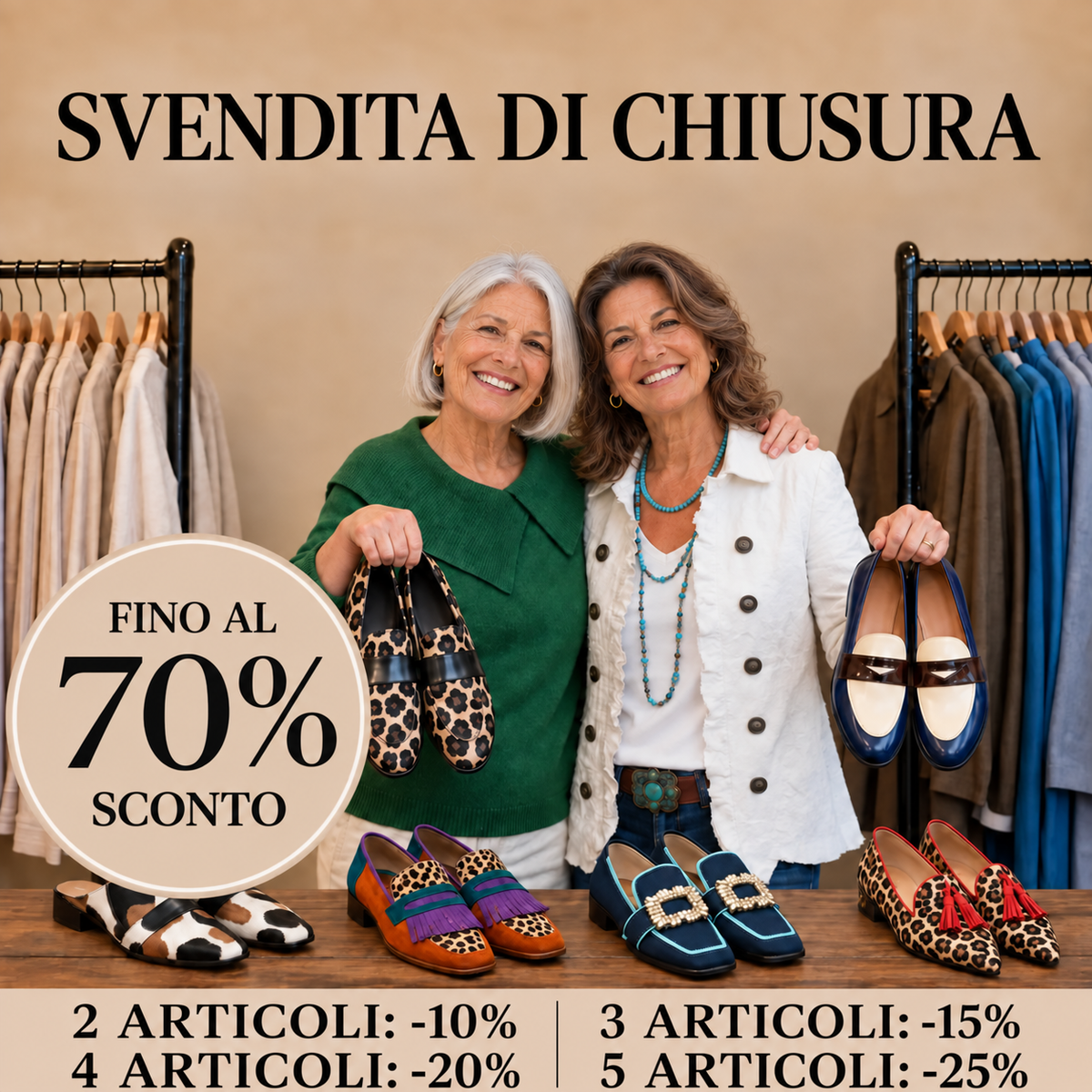 Boutique Veronese – Mocassini. Svendita di chiusura, fino al 70% di sconto.